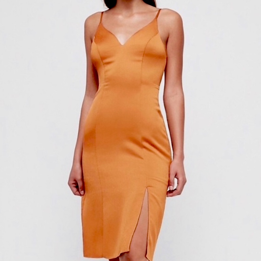 Golden Orange Midi Dress